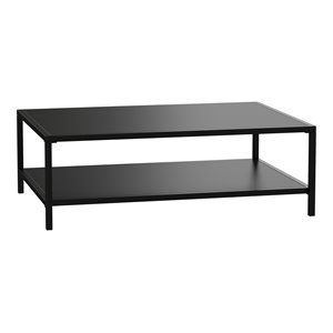 Afuera Living 2-Tier All-Weather Metal Coffee Table in Black for Patio Spaces