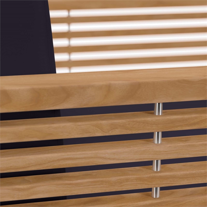 Afuera Living Teak Patio Armchair with Navy Cushions and Natural Finish