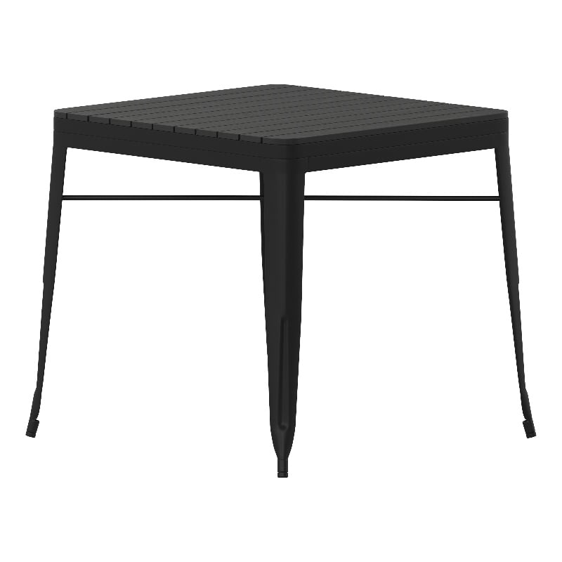 Afuera Living Metal Patio Table with Poly Resin Slatted Top in Black