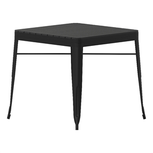 Afuera Living Metal Patio Table with Poly Resin Slatted Top in Black