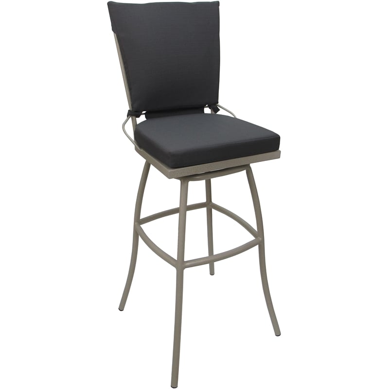 Afuera Living Indoor Outdoor Bar Stool 30 in Without Arms Dark Gray Beige