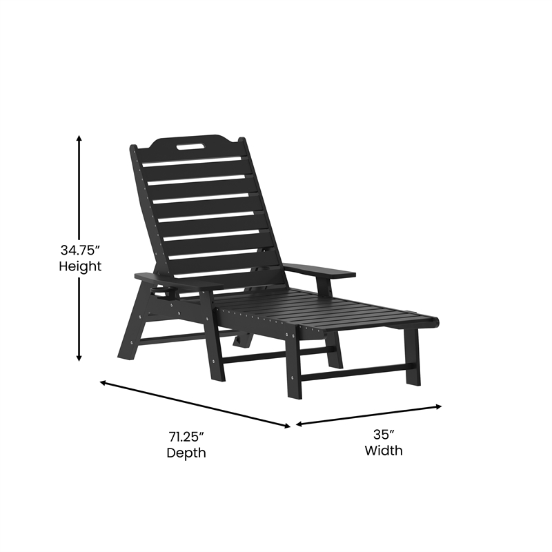 Afuera Living Adjustable Adirondack Lounge Chair with Cupholder in Black