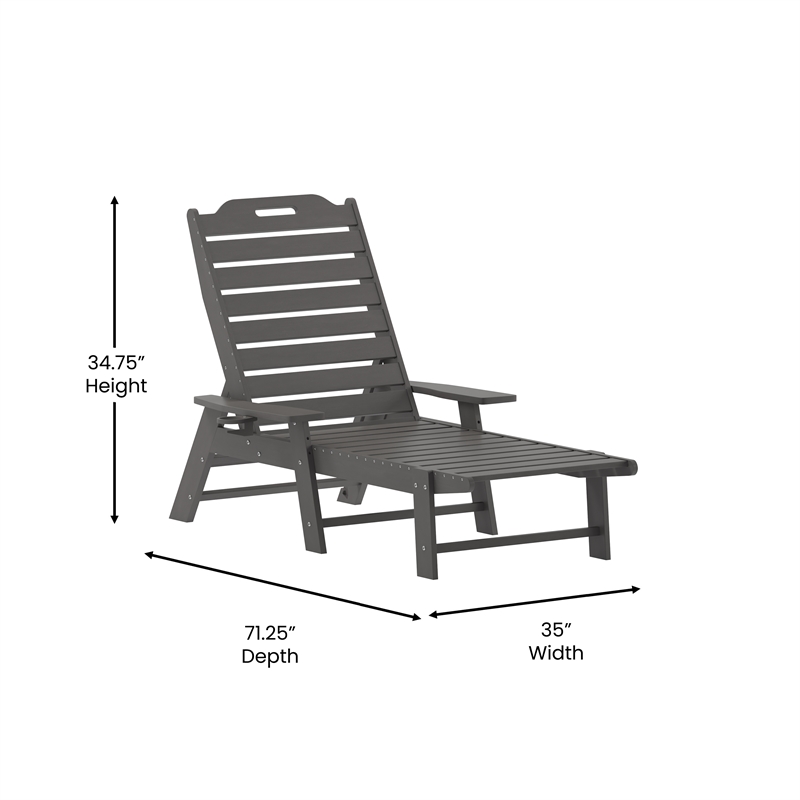 Afuera Living Adjustable Adirondack Lounge Chair with Cupholder in Gray