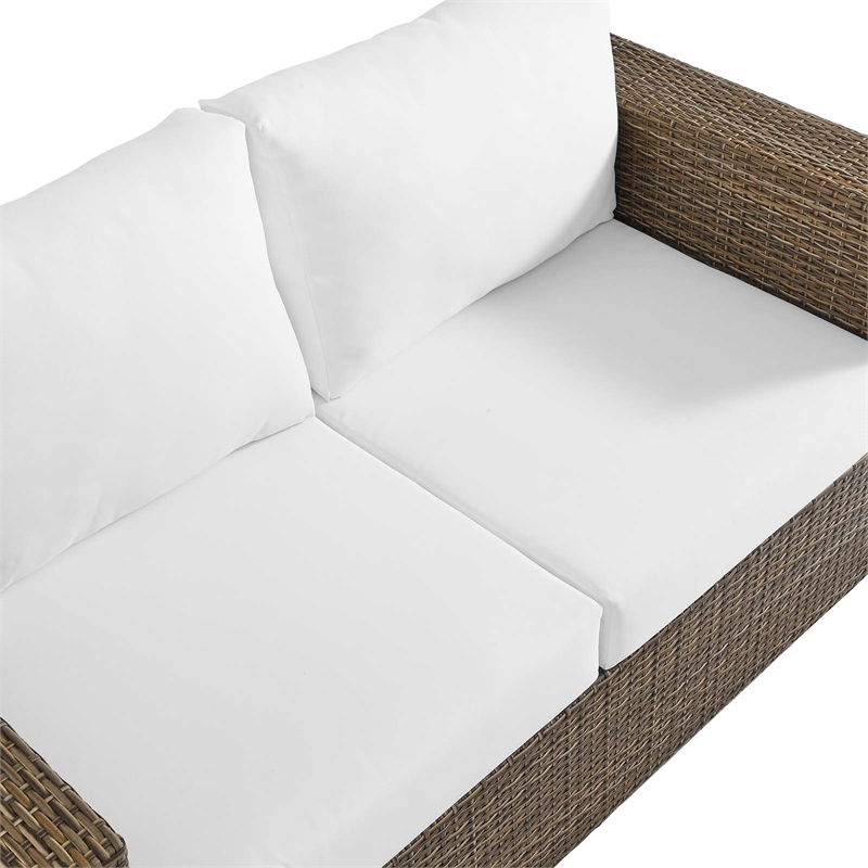 Afuera Living Outdoor Rattan Loveseat in Cappuccino and White