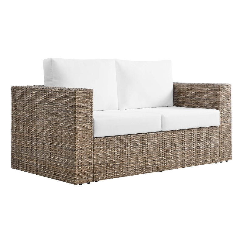 Afuera Living Outdoor Rattan Loveseat in Cappuccino and White