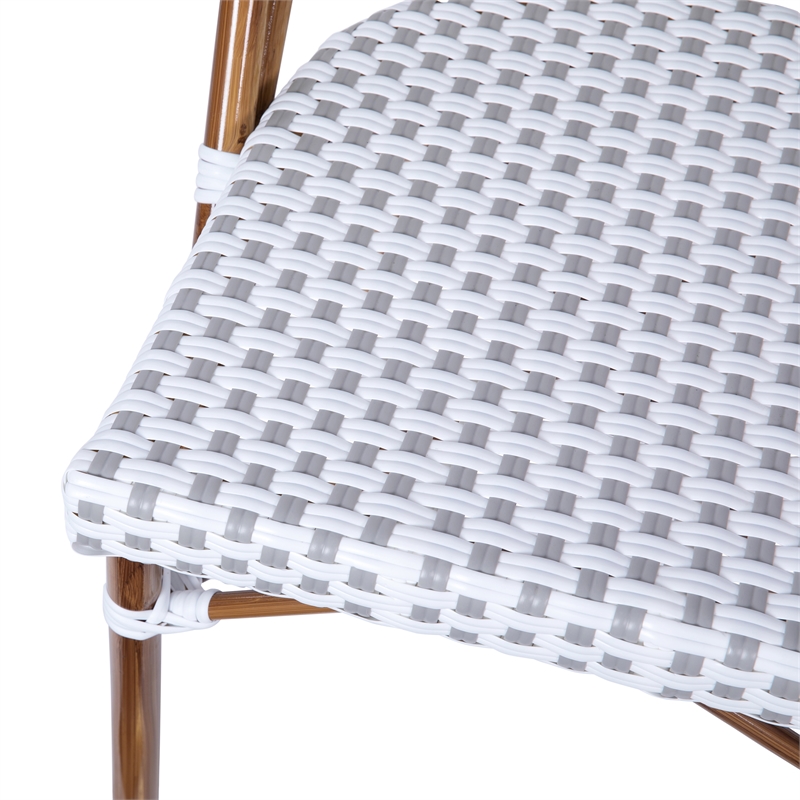 Afuera Living Paris Bistro Chair Bamboo Look Aluminum Frame White/Gray