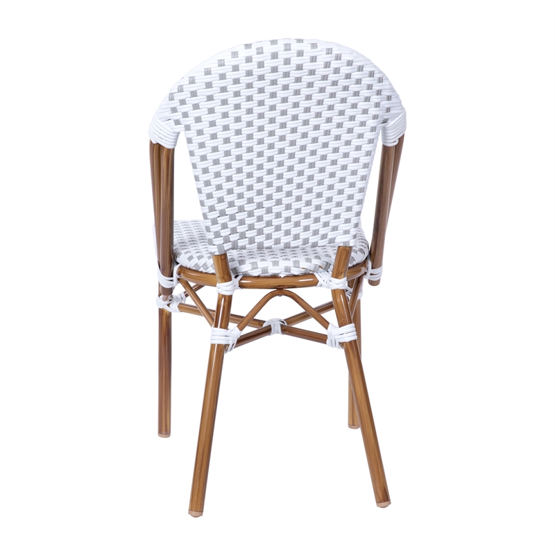 Afuera Living Paris Bistro Chair Bamboo Look Aluminum Frame White/Gray