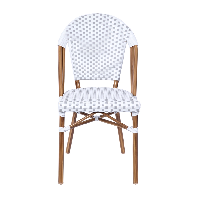 Afuera Living Paris Bistro Chair Bamboo Look Aluminum Frame White/Gray