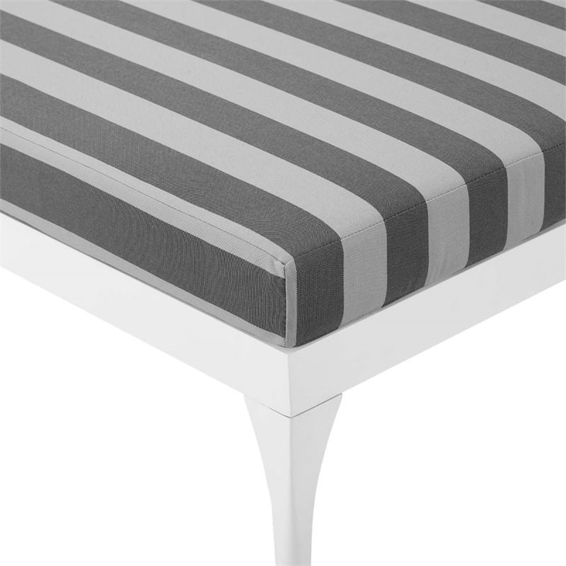 Afuera Living Aluminum Patio Chaise Lounge Chair in White Striped Gray