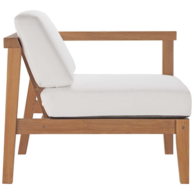 Afuera Living Solid Teak Outdoor Right-Arm Chair in Natural White