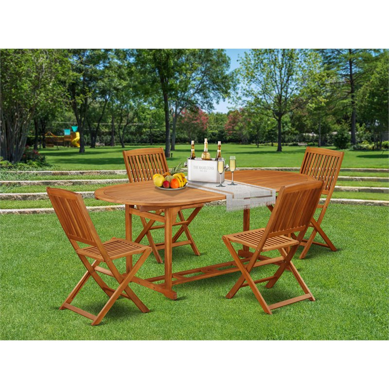 Afuera Living 5-Piece Acacia Wood Patio Set in Natural Oil Finish