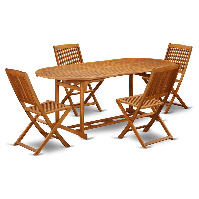 Afuera Living 5-Piece Acacia Wood Patio Set in Natural Oil Finish