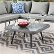 Afuera Living Square Rattan Outdoor Patio Coffee Table in Gray