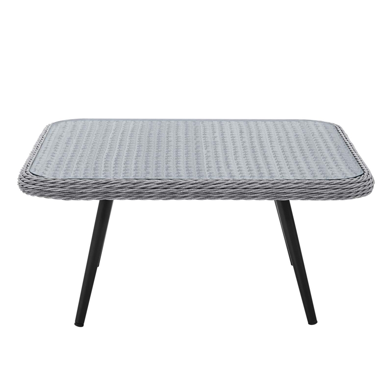 Afuera Living Square Rattan Outdoor Patio Coffee Table in Gray