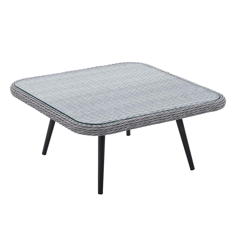 Afuera Living Square Rattan Outdoor Patio Coffee Table in Gray