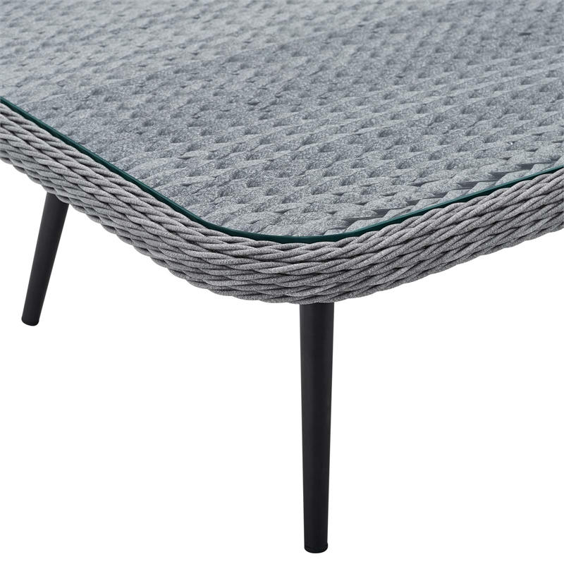 Afuera Living Square Rattan Outdoor Patio Coffee Table in Gray