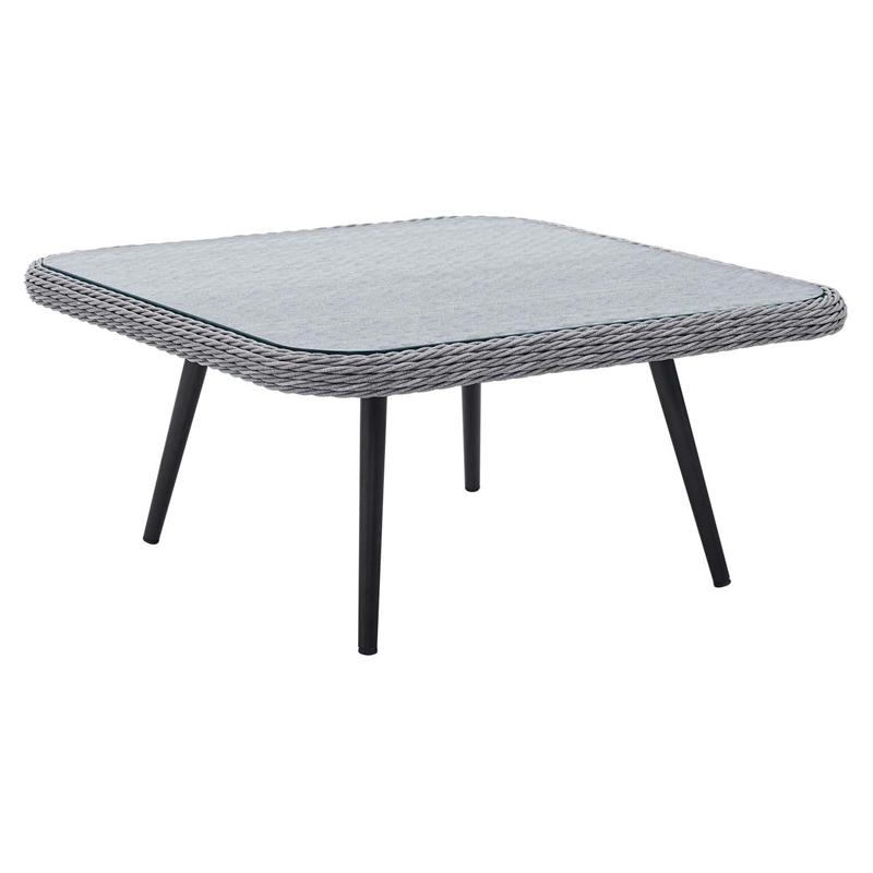 Afuera Living Square Rattan Outdoor Patio Coffee Table in Gray