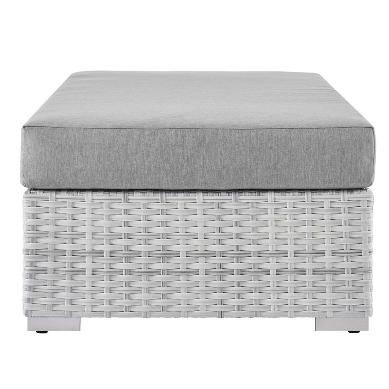 Afuera Living Rectangular Fabric Patio Ottoman in Light Gray Finish