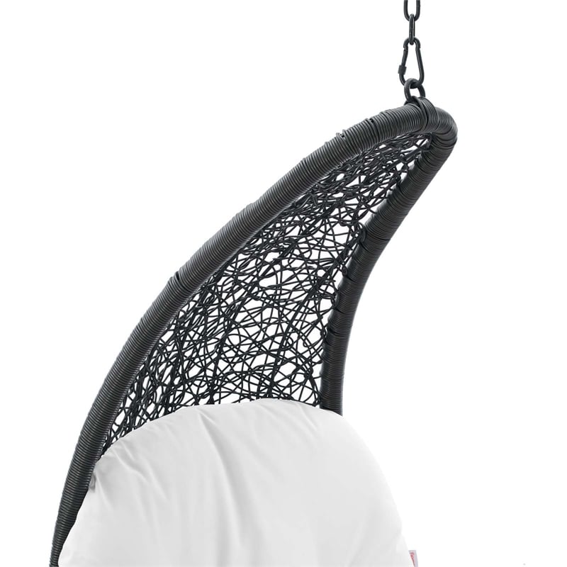 Afuera Living Rattan Patio Hanging Chaise Lounge Swing Chair in Light Gray White