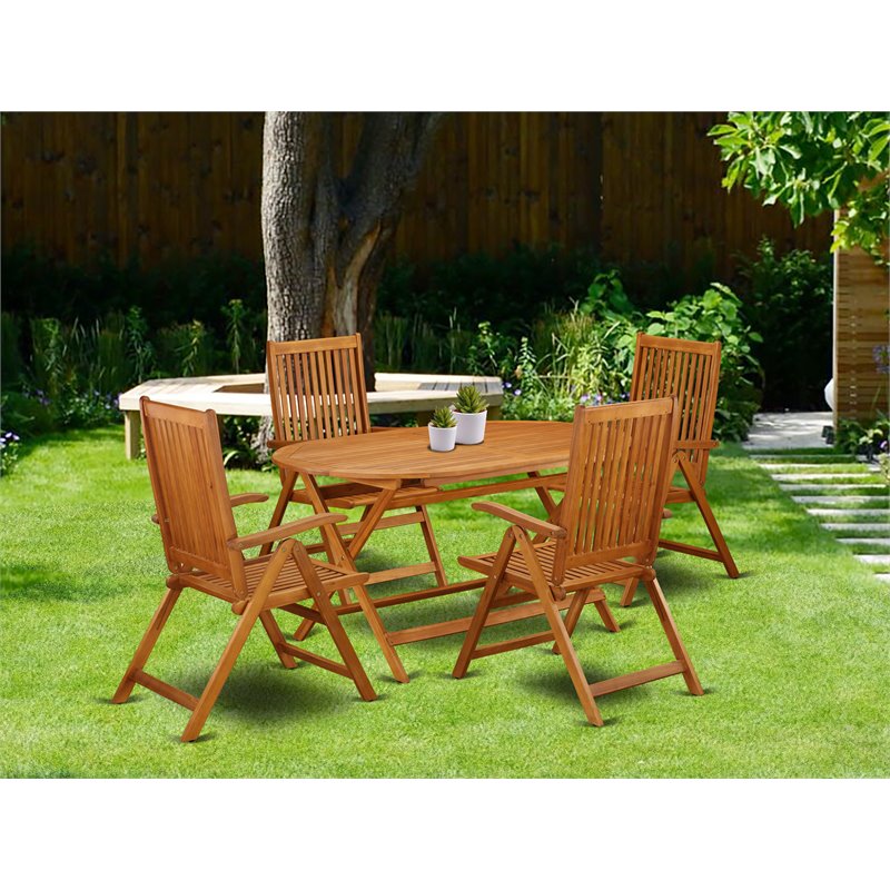 Afuera Living 5-Piece Acacia Wood Patio Dining Set in Natural Oil Finish