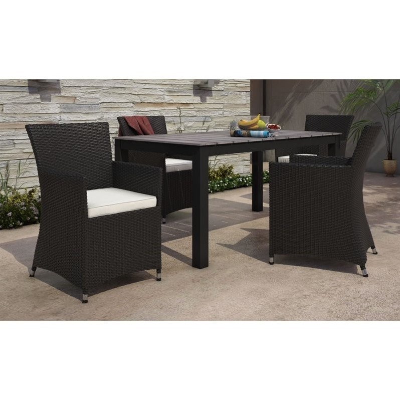 Afuera Living 5-Piece Rattan Patio Dining Set in Brown and White