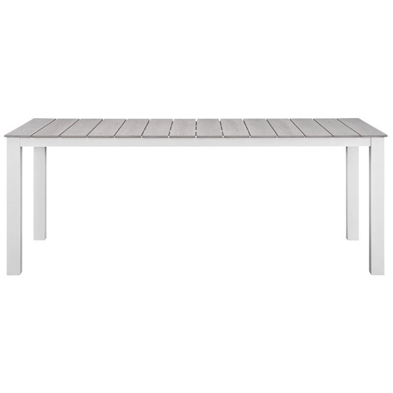 Afuera Living 7-Piece Rattan Patio Dining Set in Gray and White