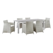 Afuera Living 7-Piece Rattan Patio Dining Set in Gray and White