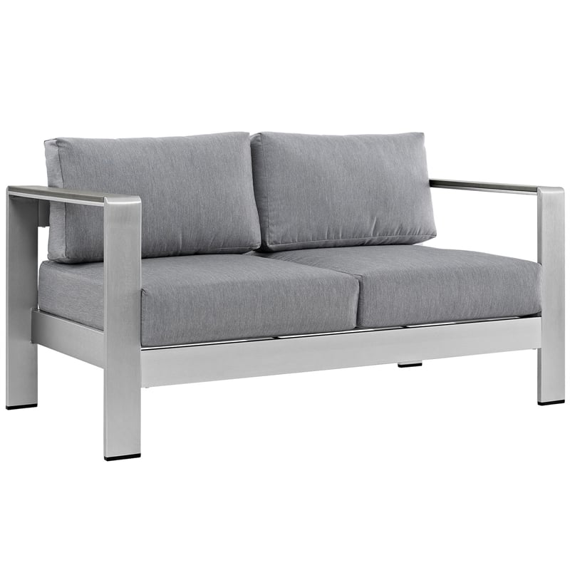 Afuera Living 6-Piece Aluminum Patio Sectional Sofa Set in Silver Gray
