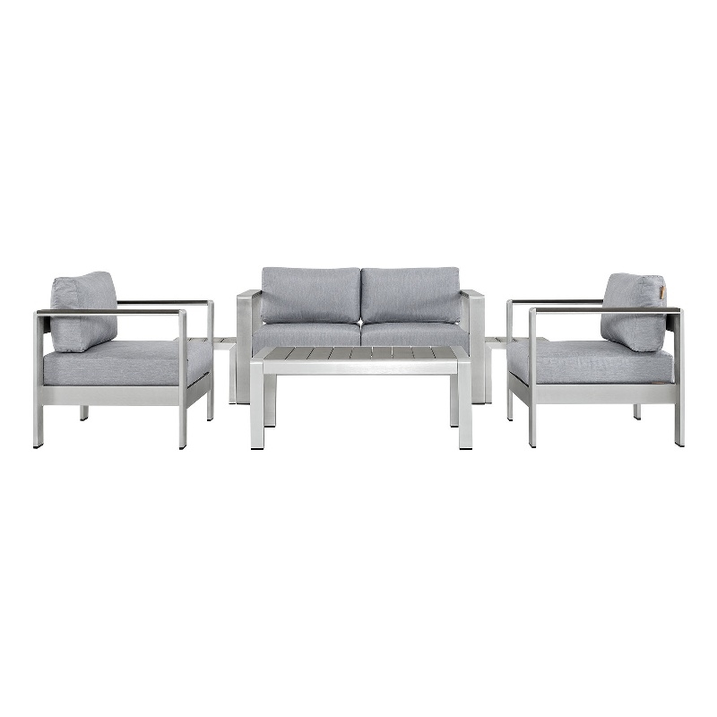 Afuera Living 6-Piece Aluminum Patio Sectional Sofa Set in Silver Gray