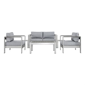 Afuera Living 6-Piece Aluminum Patio Sectional Sofa Set in Silver Gray