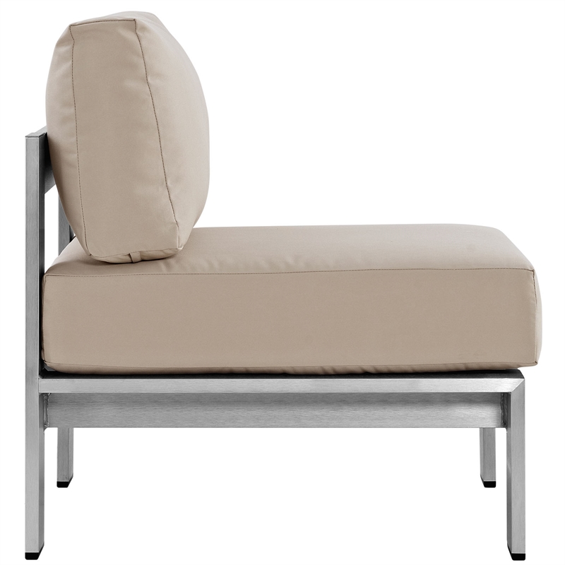 Afuera Living 3-Piece Aluminum Patio Sectional Set in Silver and Beige