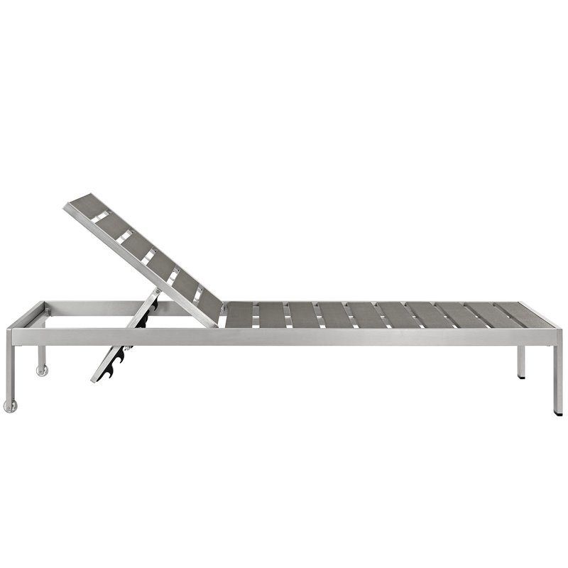 Afuera Living 2-Piece Aluminum and Wood Outdoor Patio Set in Grey