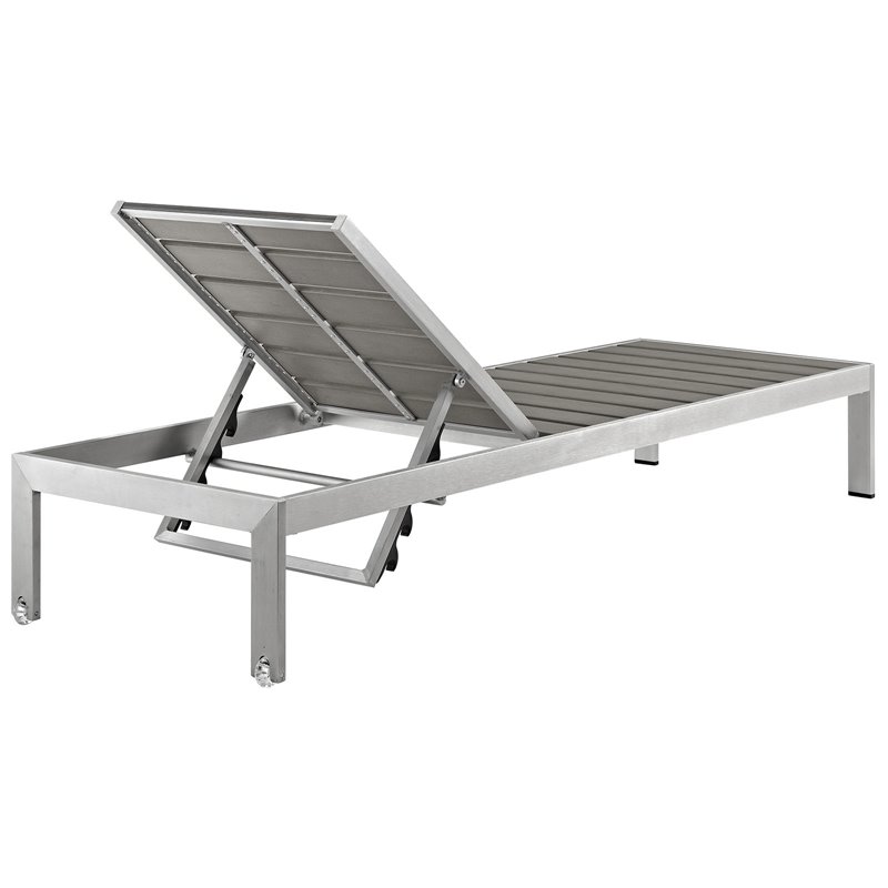 Afuera Living 2-Piece Aluminum and Wood Outdoor Patio Set in Grey
