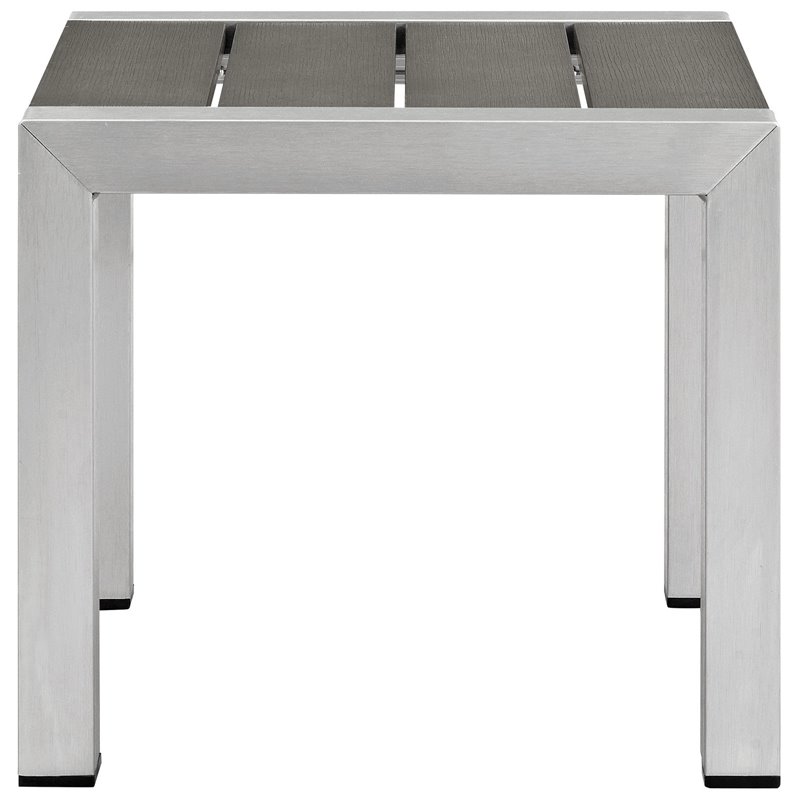Afuera Living 2-Piece Aluminum and Wood Outdoor Patio Set in Grey