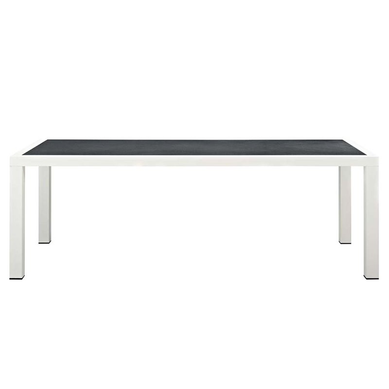 Afuera Living Rectangle Aluminum Patio Dining Table in White Gray