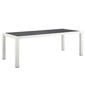 Afuera Living Rectangle Aluminum Patio Dining Table in White Gray