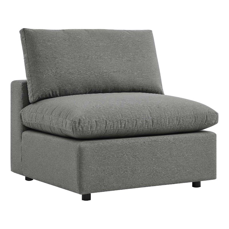 Afuera Living Modern Fabric Overstuffed Outdoor Patio Armless Chair in Charcoal