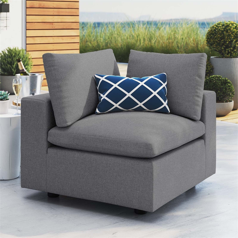 Afuera Living Modern Fabric Outdoor Patio Corner Chair in Gray