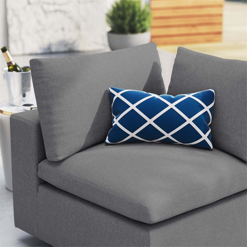 Afuera Living Modern Fabric Outdoor Patio Corner Chair in Gray