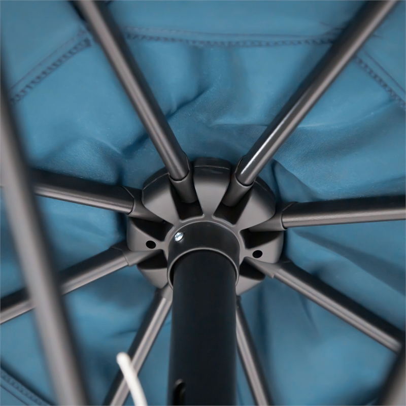 Afuera Living 9' Round Metal Patio Umbrella in Two-Tone Sherpa Blue