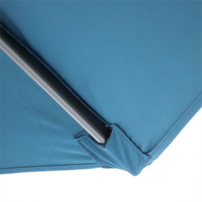 Afuera Living 9' Round Metal Patio Umbrella in Two-Tone Sherpa Blue