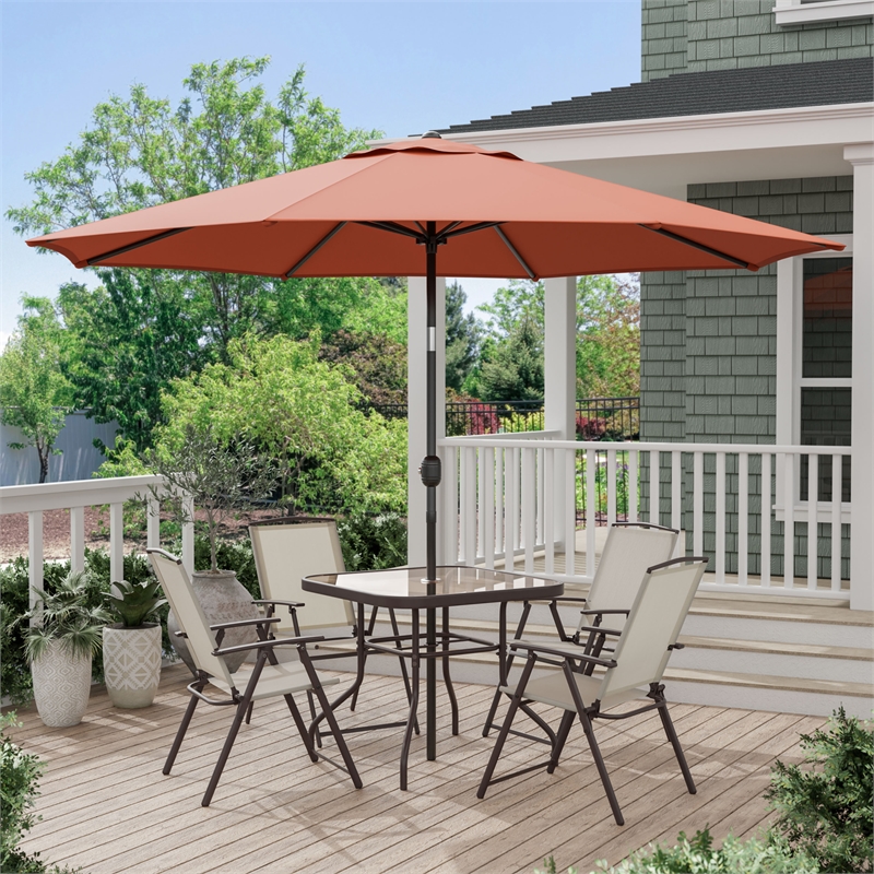 Afuera Living 11' Outdoor Metal Umbrella with Sienna Red Canopy