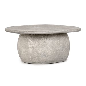Afuera Living 42&quot Round Outdoor Concrete Coffee Table in Light Gray