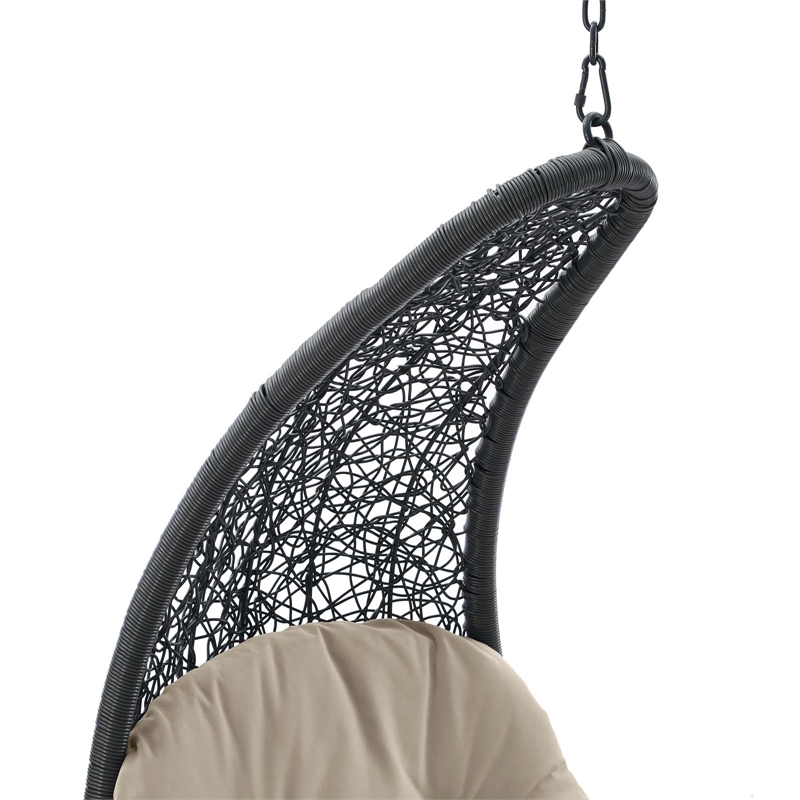 Afuera Living Rattan Hanging Chaise Lounge Swing Chair in Gray/Beige
