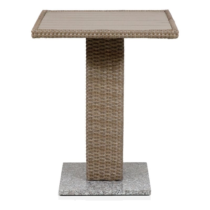 Afuera Living Outdoor Patio Bistro Table in Natural Wicker/Rattan
