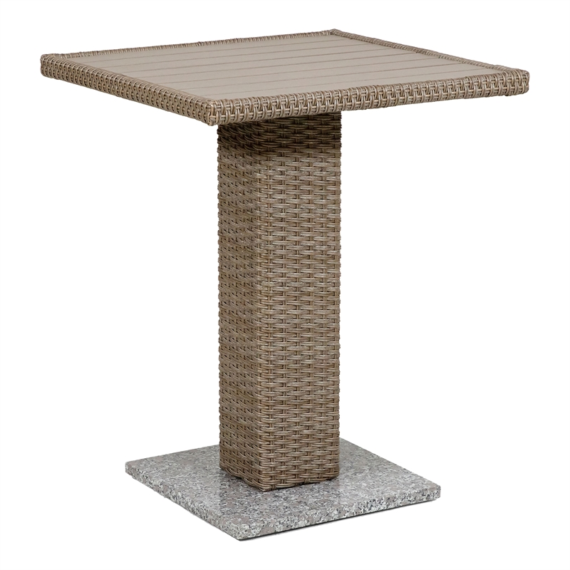 Afuera Living Outdoor Patio Bistro Table in Natural Wicker/Rattan