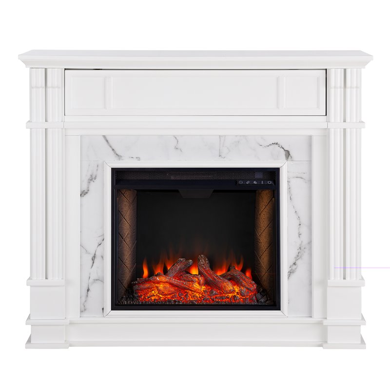 Afuera Living Smart Electric Media Fireplace in White Engineered Wood