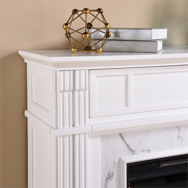 Afuera Living Smart Electric Media Fireplace in White Engineered Wood