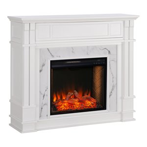 Afuera Living Smart Electric Media Fireplace in White Engineered Wood