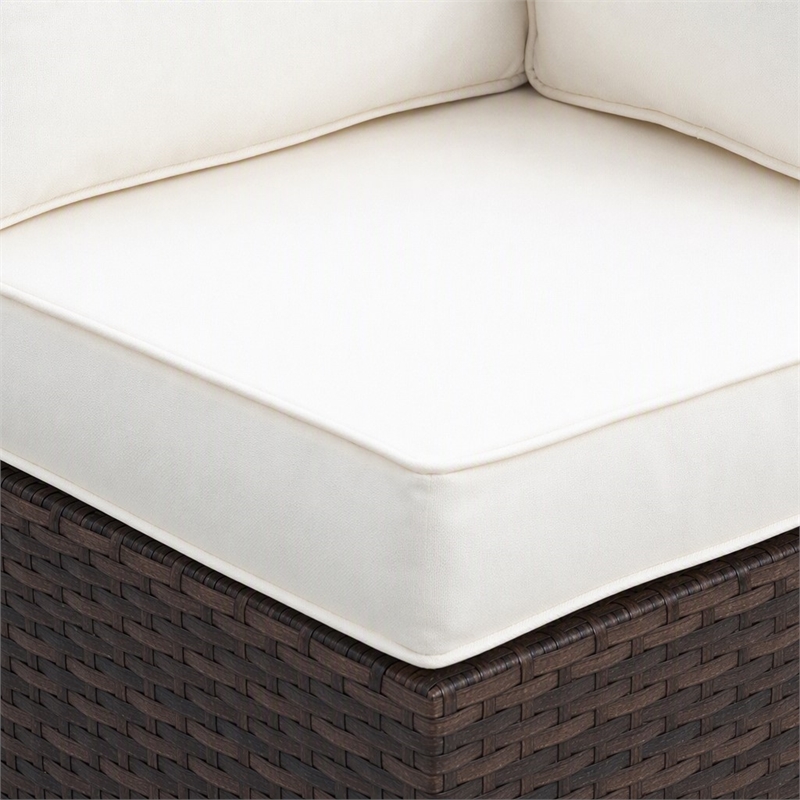 Afuera Living Rattan Patio Corner Chair in Brown and Beige